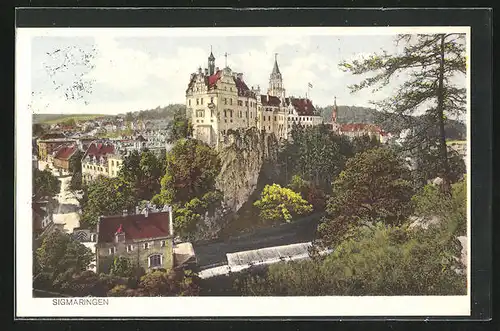 AK Sigmaringen, Ortsansicht mit Schloss