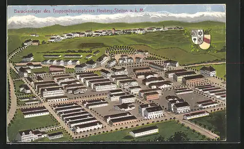 AK Heuberg-Stetten a.k.M., Gesamtansicht Barackenlager des Truppenübungsplatzes