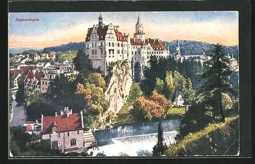 AK Sigmaringen, Ortsansicht mit Schloss Sigmaringen