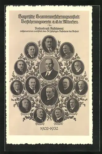AK München, Bayerische Beamtenversicherungsanstalt, Portrait der Vorstand- und Aufsichtsratsmitglieder 1902-1932