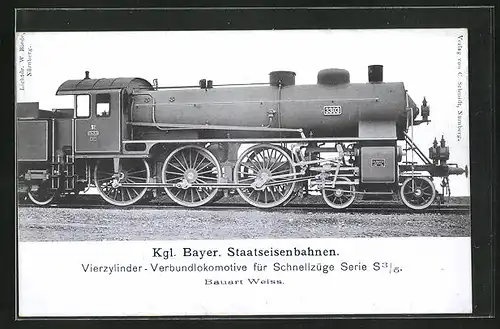 AK Kgl. Bayer. Staatseisenbahnen, Vierzylinder-Verbundlokomotive für Schnellzüge Serie S 3 /5