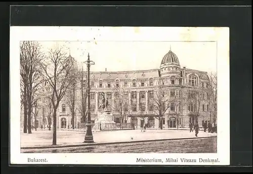 AK Bukarest, Ministerium und Denkmal Mihai Viteazu