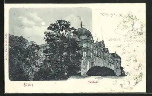 Mondschein-AK Celle, Schloss