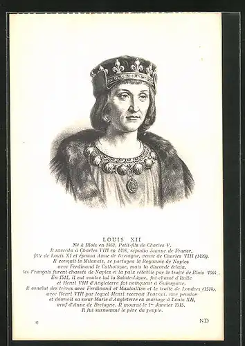 AK König Louis XII. von Frankreich im Porträt