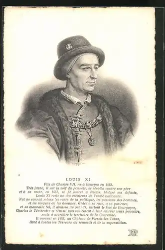 AK König Louis XI. von Frankreich im Porträt