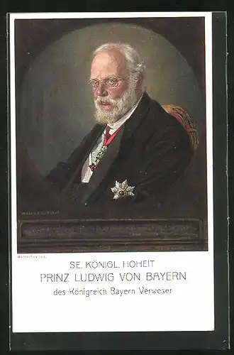 AK König Ludwig III. von Bayern in einem Sessel sitzend