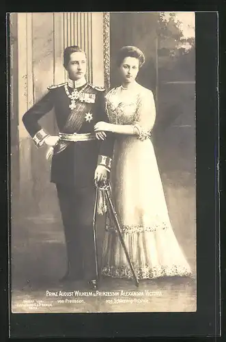 AK Prinz August Wilhelm von Preussen mit seiner Gemahlin Prinzessin Alexandra Victoria v. Schleswig-Holstein