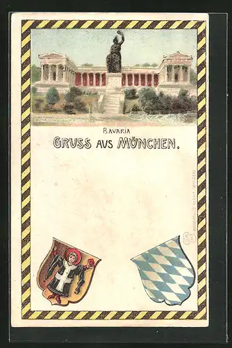 Lithographie München, Bavaria, Wappen