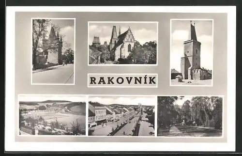 AK Rakovnik, Ortsansicht, Strassenpartie, Blick zur Kirche