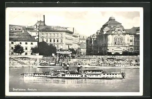 AK Bratislava, Reduta, Dampfer auf der Donau