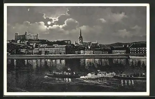 AK Bratislava, Panorama, Dampfer auf der Donau