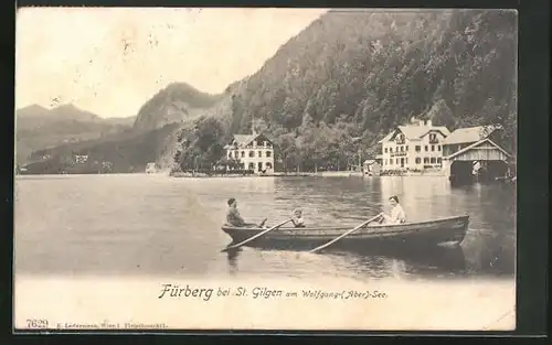 AK St. Gilgen, Ruderboot auf dem Wolfgangsee