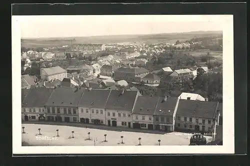 AK Sobeslav, Blick vom Hauptplatz auf die Stadt