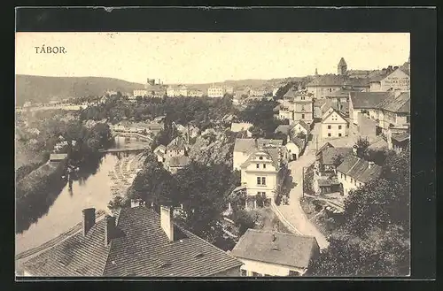 AK Tabor, Blick über die Stadt und den Fluss