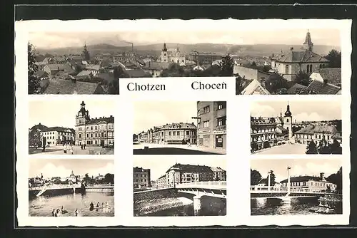 AK Chotzen / Chocen, Celkovy Pohled, Skola, Kostel, Namesti, Radnice