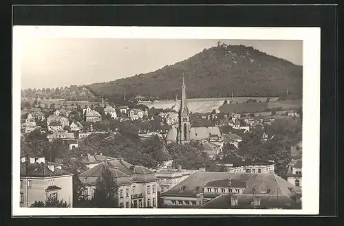 AK Teplitz Schönau / Teplice, Blick über die gesamte Stadt zur Kirche