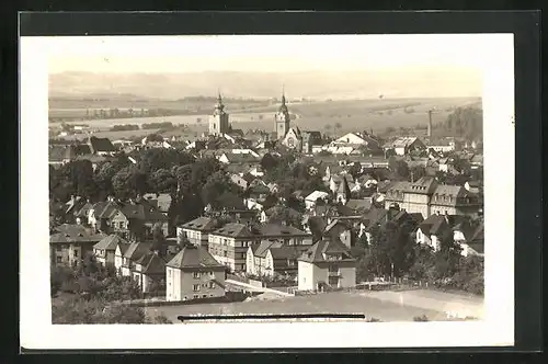 AK Sumperk, Blick über die Dächer der Stadt zu den Kirchtürmen