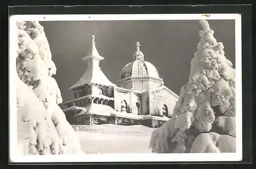 AK Radhorst, Hotel Raztoka, winterliches Bild