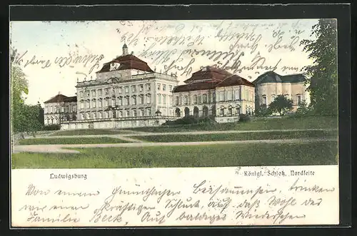 AK Ludwigsburg, Nordseite des Kgl. Schlosses