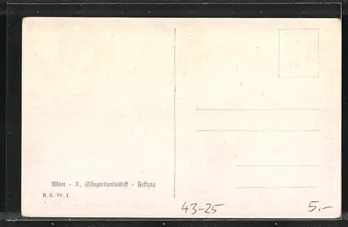 AK Wien, 10. Deutsches Sängerbundesfest 1928, Festzug mit Pferdewagen