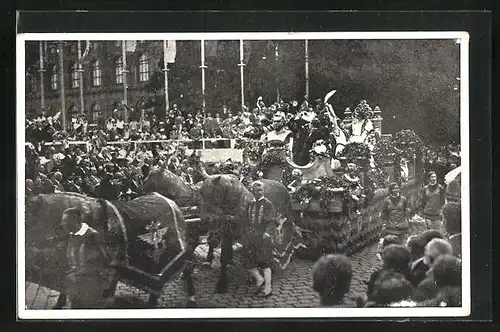 AK Wien, 10. Deutsches Sängerbundesfest 1928, Festzug mit Pferdewagen