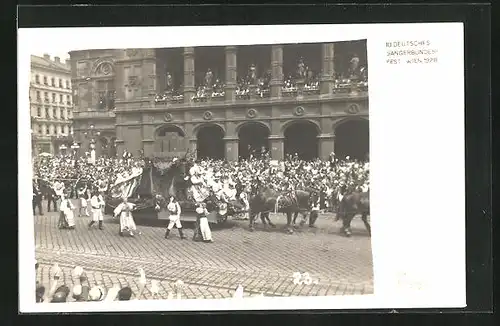 AK Wien, 10. Deutsches Sängerbundesfest 1928, Festzug mit Pferdewagen