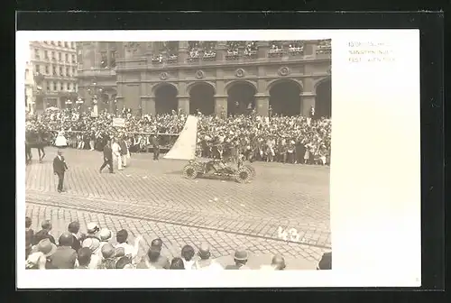 AK Wien, 10. Deutsches Sängerbundesfest 1928, Festzug mit einem Automobil