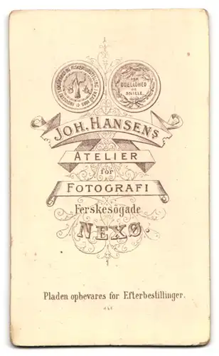 Fotografie Joh. Hansen, Nexö, Ferskesögade, Portrait junge Dame mit Kragenbrosche