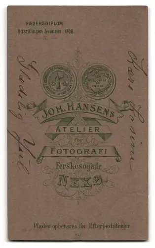 Fotografie Joh. Hansen, Nexö, Ferskesögade, Portrait junge Dame mit hochgestecktem Haar