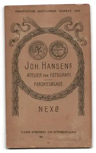 Fotografie Joh. Hansen, Nexö, Ferskesögade, Portrait Junge im Matrosenanzug und Mädchen im Kleid