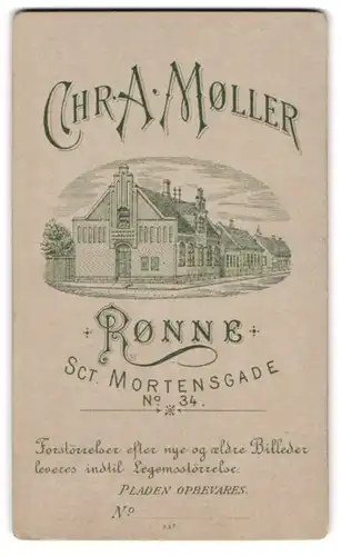 Fotografie Chr. A, Möller, Rönne, Sct. Mortensgade 34, Ansicht Rönne, Aussenfasade des Ateliersgebäudes
