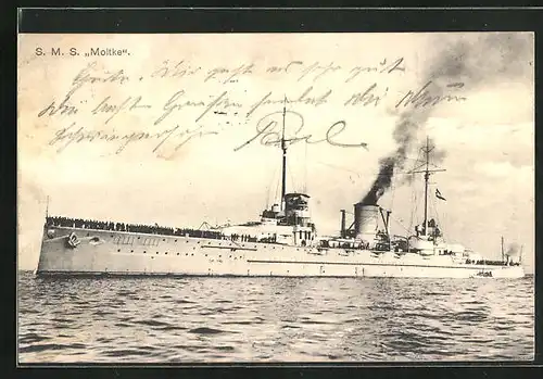 AK Kriegsschiff S. M. S. Moltke auf hoher See