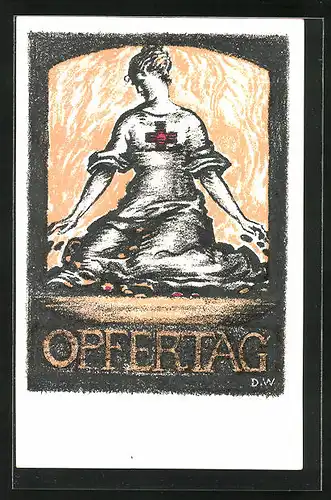 Künstler-AK Schwester vom Roten Kreuz während Opfertag 1917