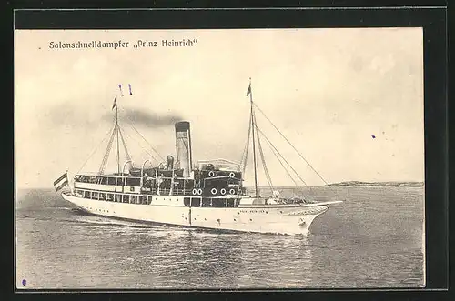 AK Salonschnelldampfer Prinz Heinrich in gemächlicher Fahrt