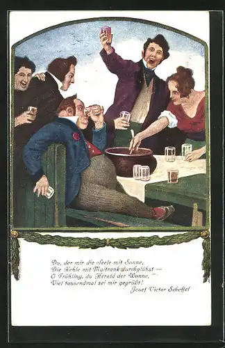 Künstler-AK G. Hirth`s Verlag, Serie VII, 1.: Feiernde trinken Maibowle