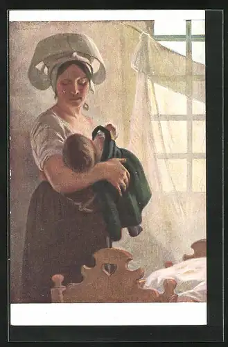 Künstler-AK G. Hirth`s Verlag, Serie XI, 2.: Das Erwachen, Frau mit Baby