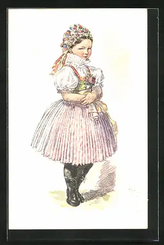 Künstler-AK M. Fischerova-Kvechova (MFK): Junge Maid in Tracht