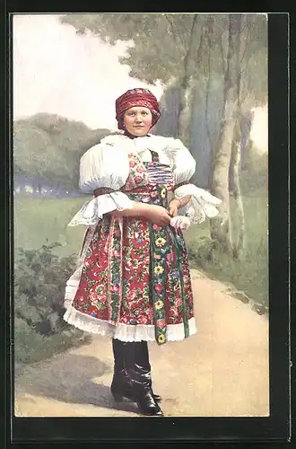 AK Miroslava Fristenská in tschechischer Tracht