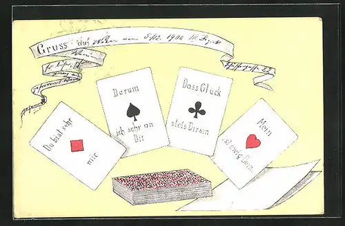 AK Kartenorakel mit vier Assen, Kartenspiel