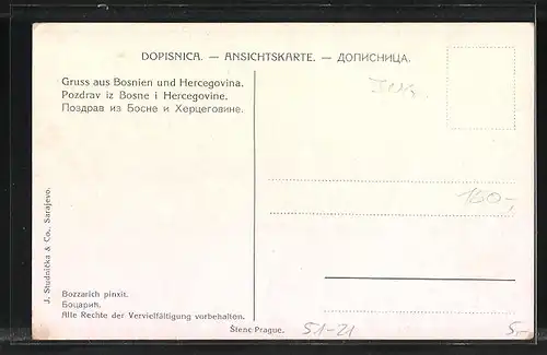 Künstler-AK Bosnischer Holzverkäufer mit Pferden