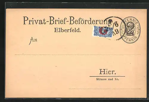 AK Elberfeld, Private Stadtpost, Privat-Brief-Beförderung Elberfeld