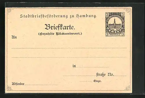 AK Hamburg, Stadtbriefbeförderung, Private Stadtpost