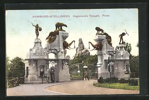 AK Hamburg-Stellingen, Hagenbeck`s Tierpark, Portal