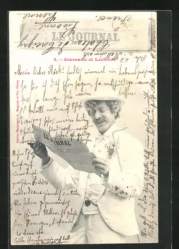 AK Journaux et Lectures, Le Journal, Mann liesst Zeitung