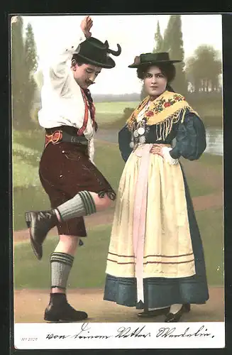 Künstler-AK Volkstänzer in Tracht