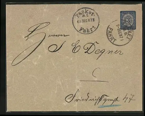 Briefumschlag Berlin, 1887, Private Stadtpost Neue Berl. Omnibus- u. Packetfahrt AG