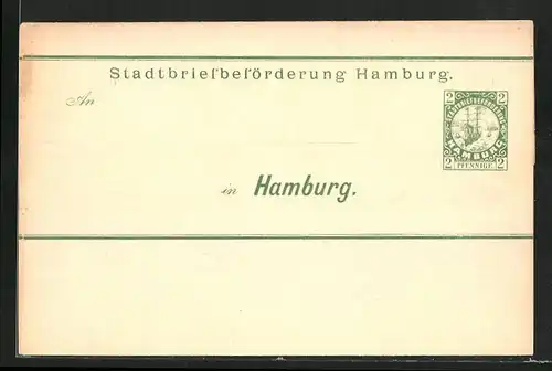 Banderole Hamburg, Private Stadtpost Stadtbriefbeförderung Hamburg, 2 Pfg.