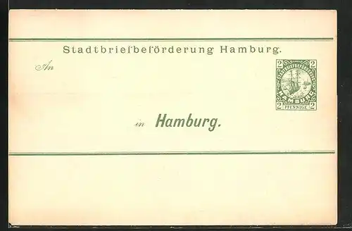 Banderole Hamburg, Private Stadtpost Stadtbriefbeförderung Hamburg, 2 Pfennig