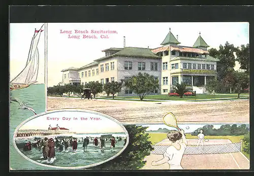 AK Long Beach, CA, Long Beach Sanitarium, Tennis