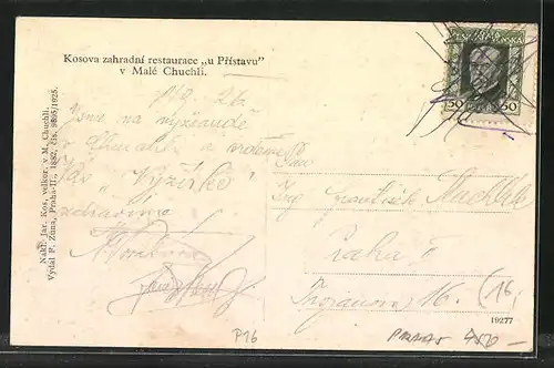 AK Prag / Praha, Kosova zahradni restaurace u Pristavu v Male Chuchli